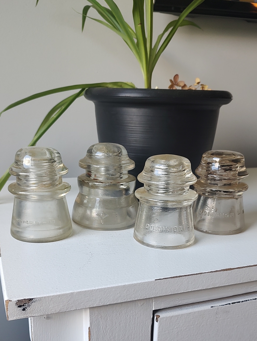 Bundle Of 4 Vintage Glass Insulators